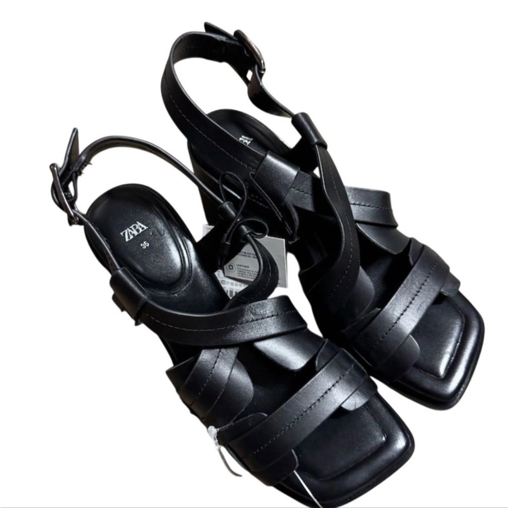 Zara Black Chunky Sole Sandals